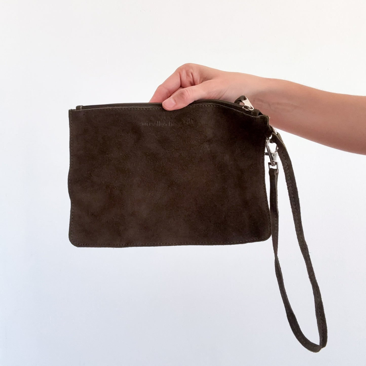 Army Green Suede Wristlet