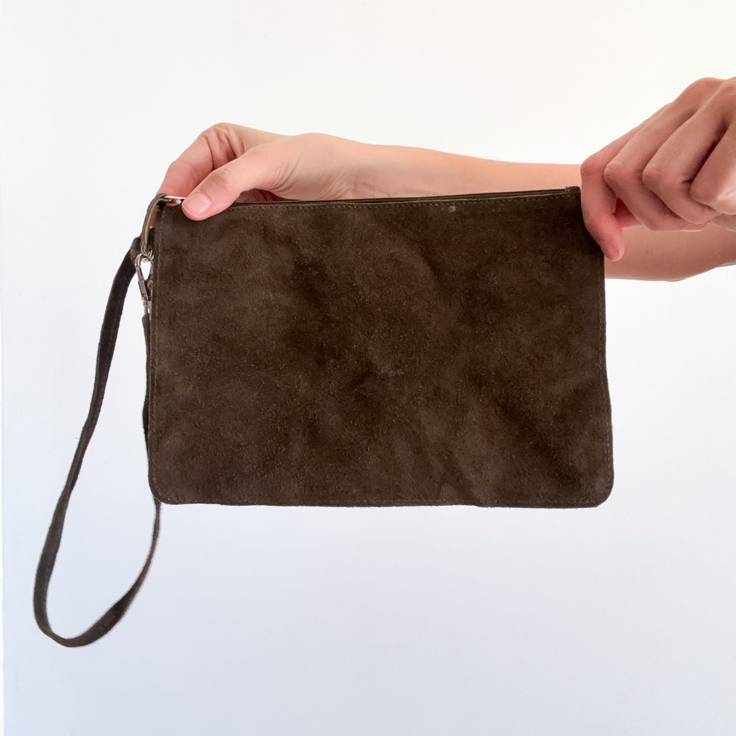 Army Green Suede Wristlet