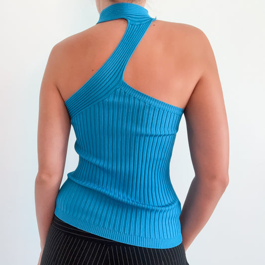 Y2K Cache Teal Ribbed Knit Top / SZ M