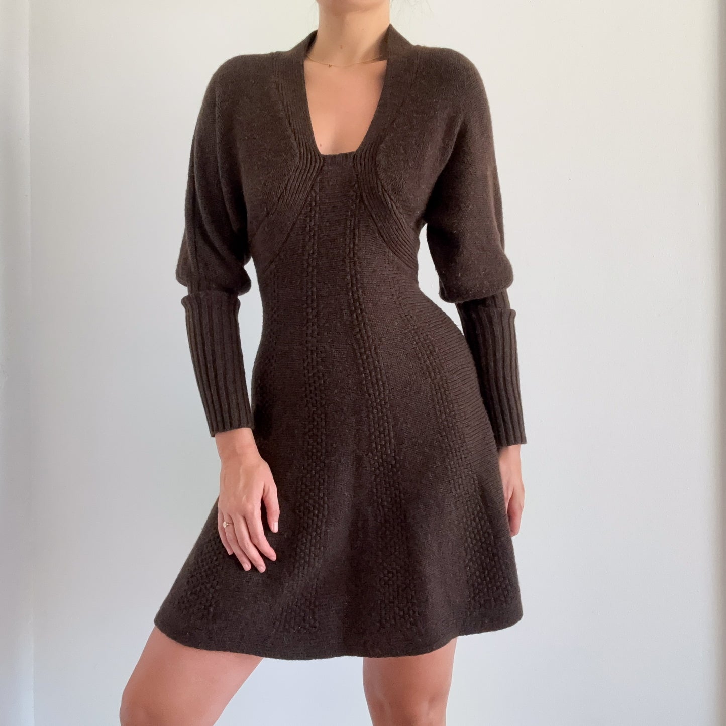 Y2K Brown Knit Sweater Dress / SZ S
