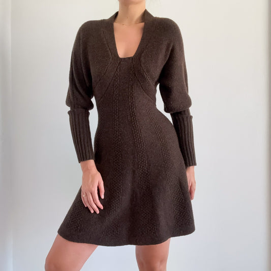 Y2K Brown Knit Sweater Dress / SZ S