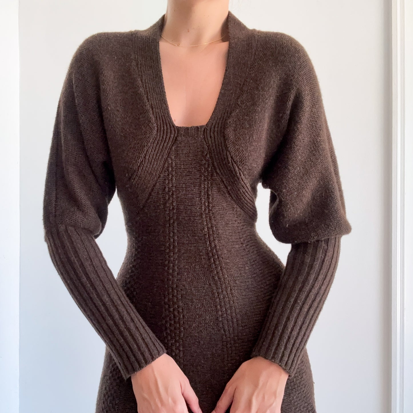 Y2K Brown Knit Sweater Dress / SZ S