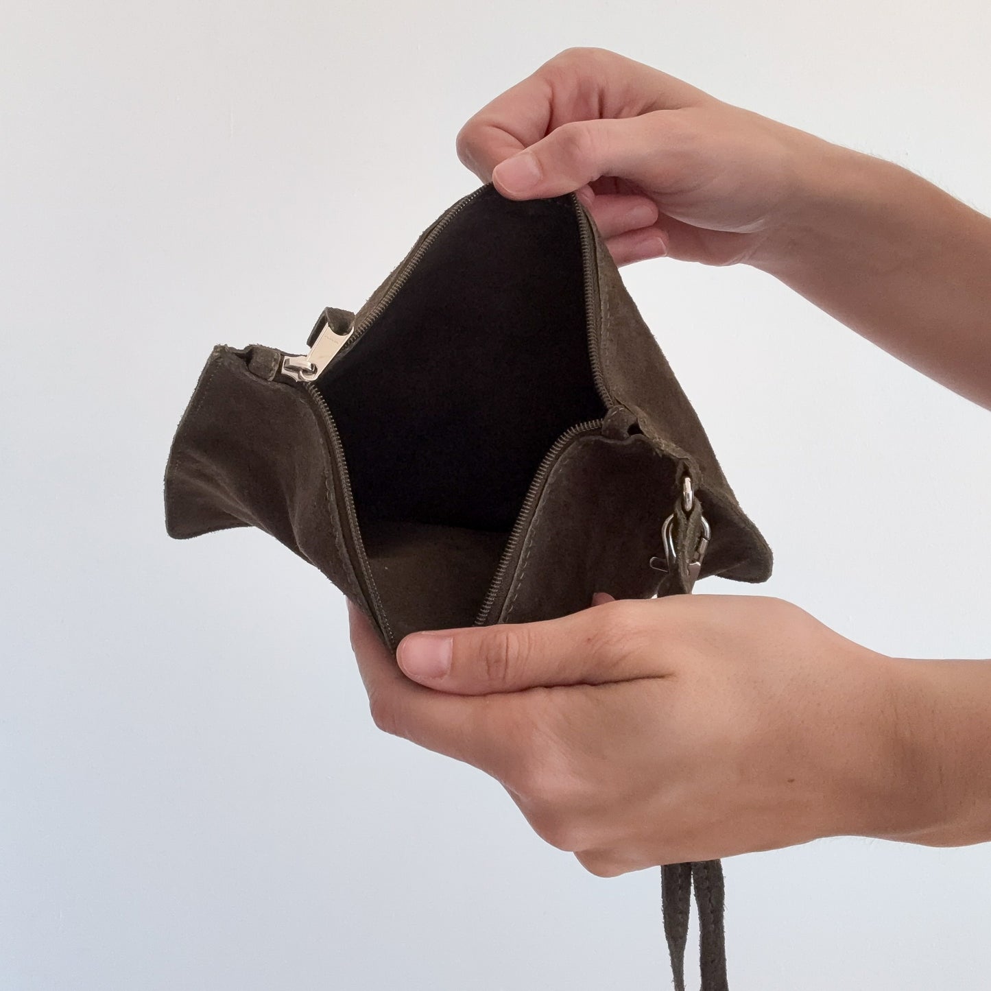 Army Green Suede Wristlet