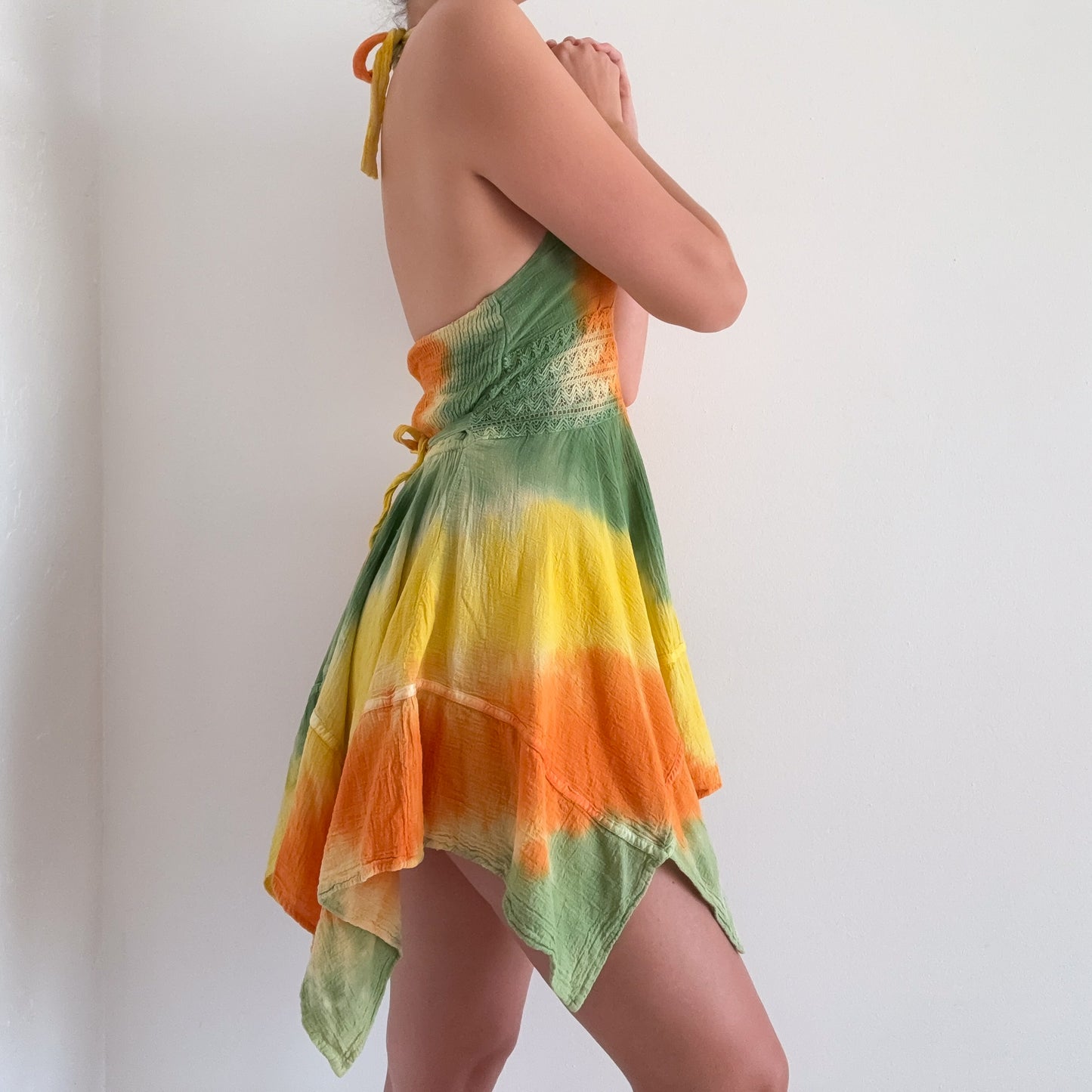 Y2K Yellow Orange Green Cotton Sundress / SZ XS-M