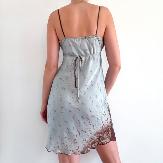 Y2K Brown & Stone Blue Paisley Dress / SZ S/M
