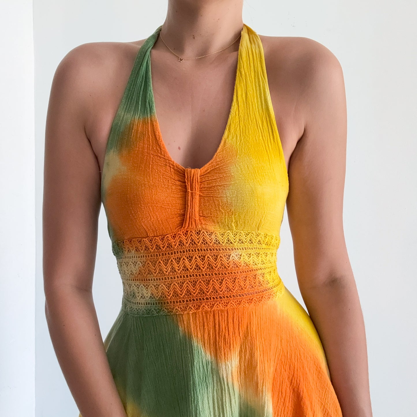 Y2K Yellow Orange Green Cotton Sundress / SZ XS-M
