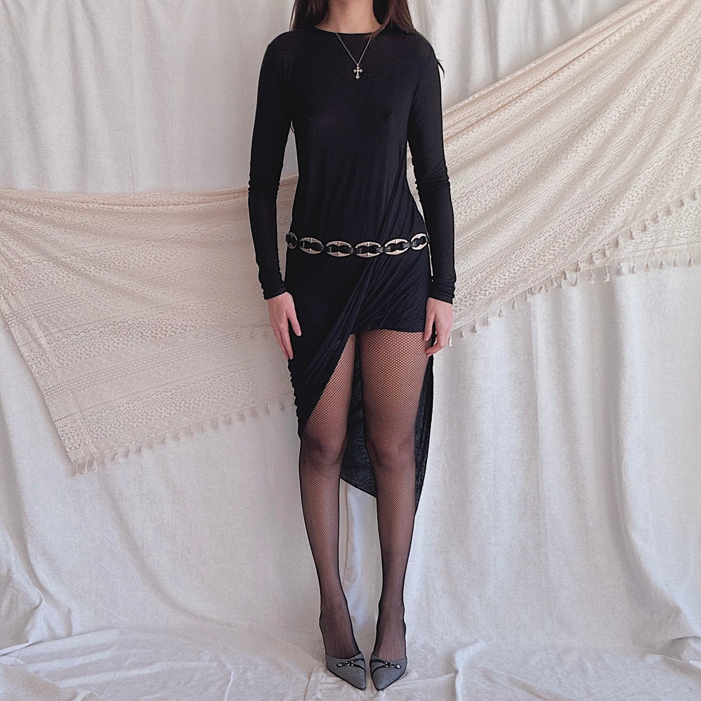 Y2K Black Slouchy Asymmetric Dress / SZ M/L