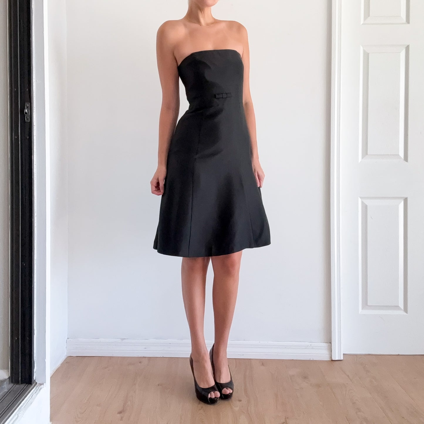 Y2K Black Silk Bow Cocktail Dress / SZ 4
