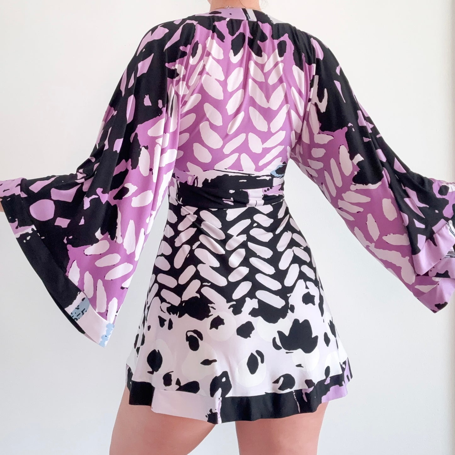 Y2K Purple & Black Groovy Mini Dress / SZ S