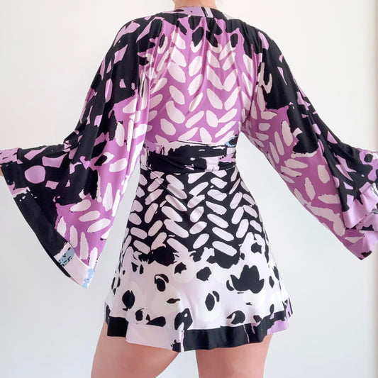 Y2K Purple & Black Groovy Mini Dress / SZ S