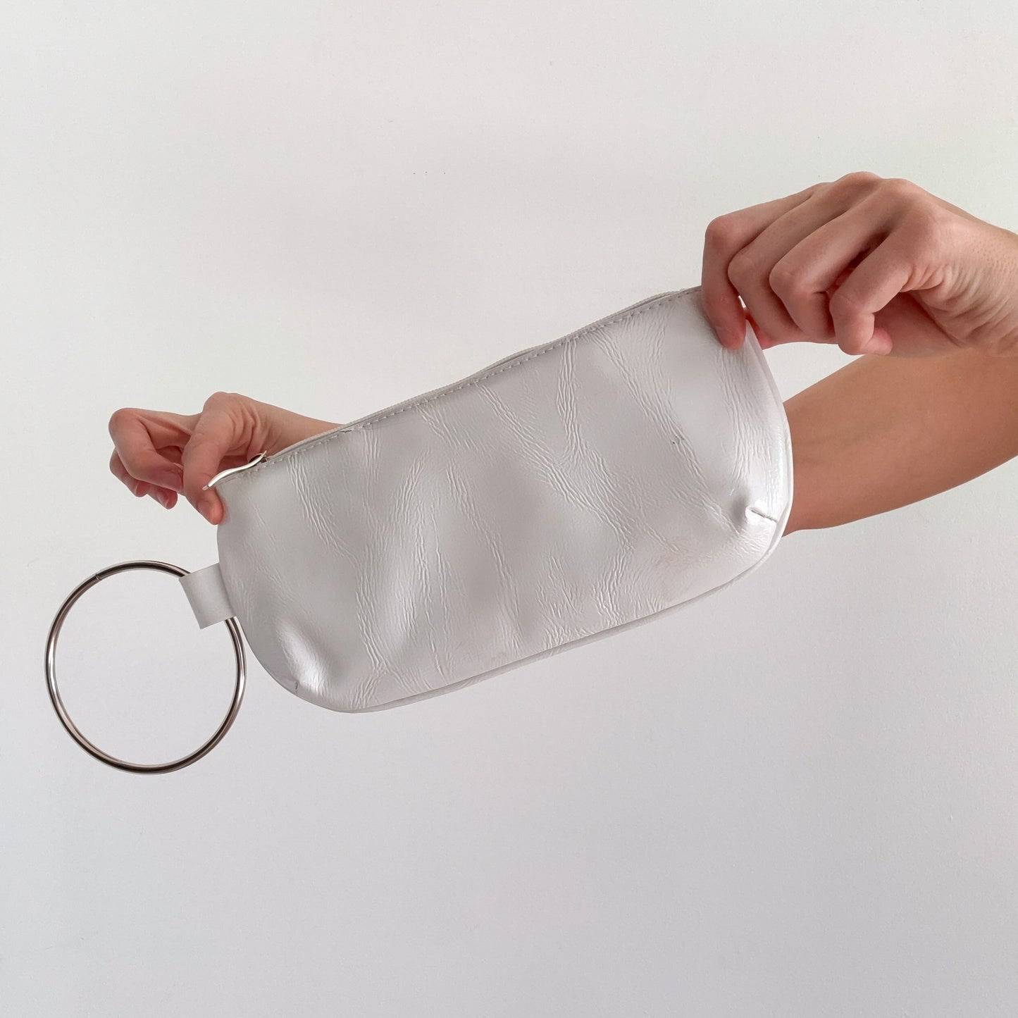 Y2K White Rosette Wristlet Clutch