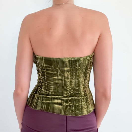 90's Cache Olive Velvet Tube Top / SZ 6
