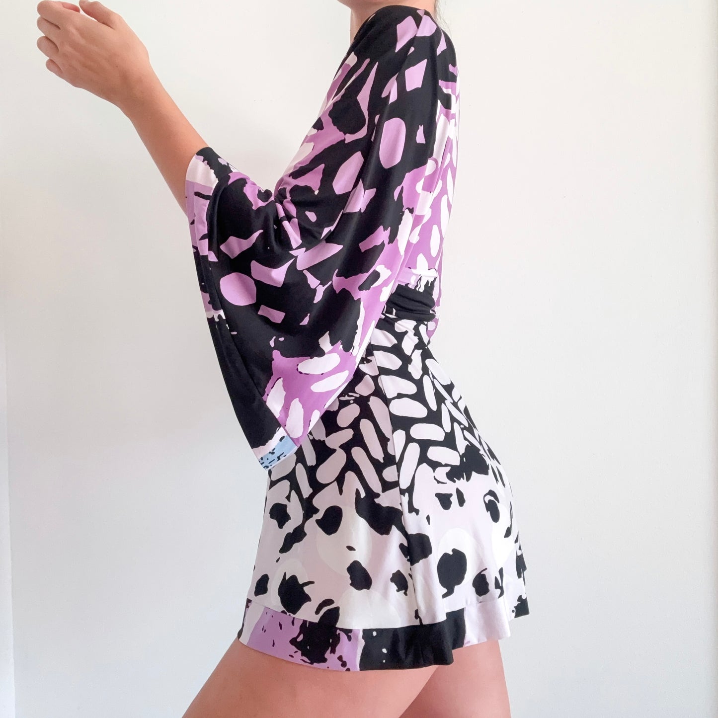 Y2K Purple & Black Groovy Mini Dress / SZ S