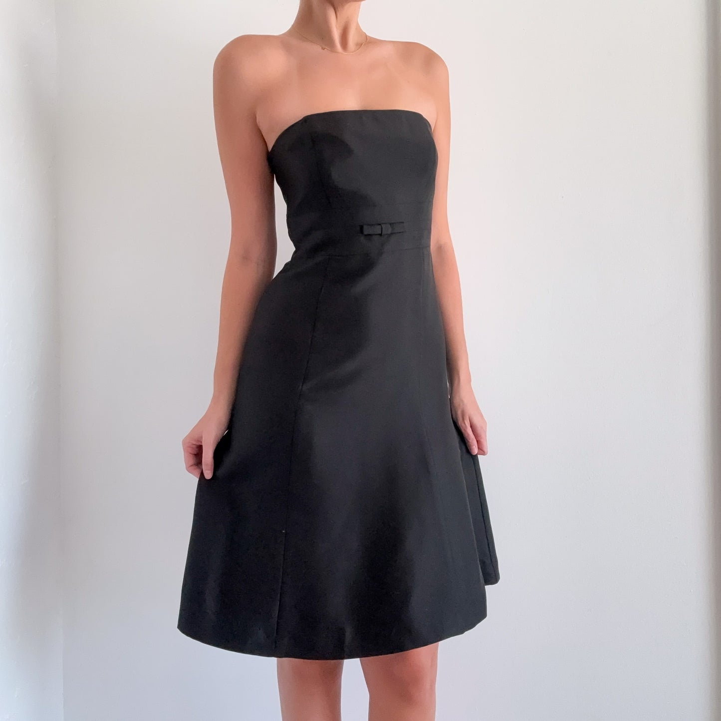 Y2K Black Silk Bow Cocktail Dress / SZ 4