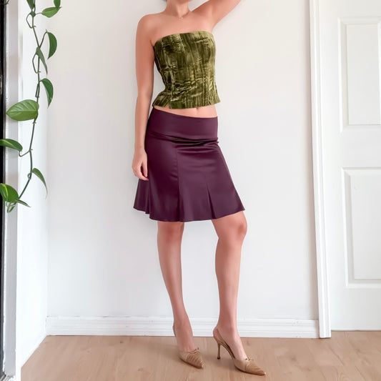 Y2K Plum Satin Midi Skirt / SZ 4