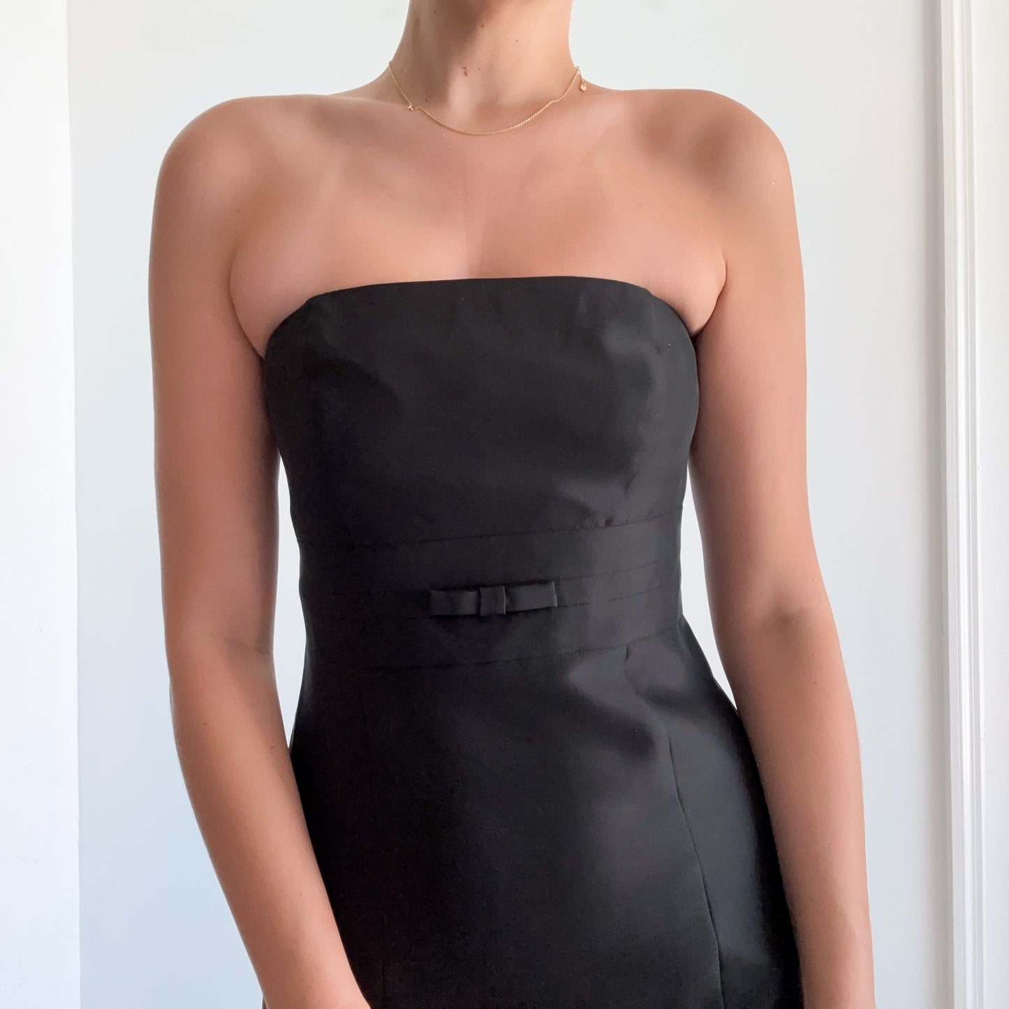Y2K Black Silk Bow Cocktail Dress / SZ 4