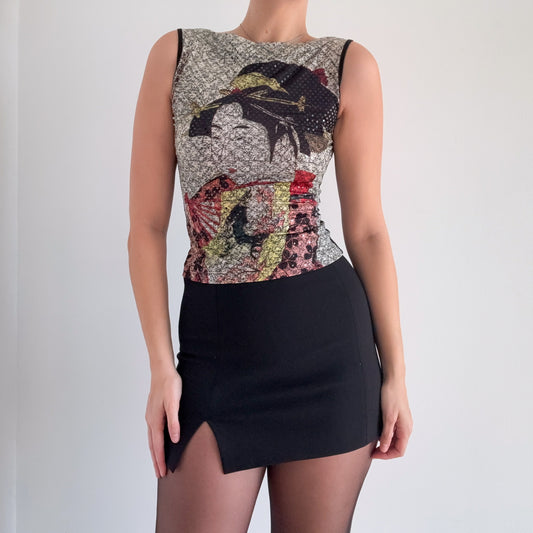 Y2K Rampage Printed Sequin Top / SZ S