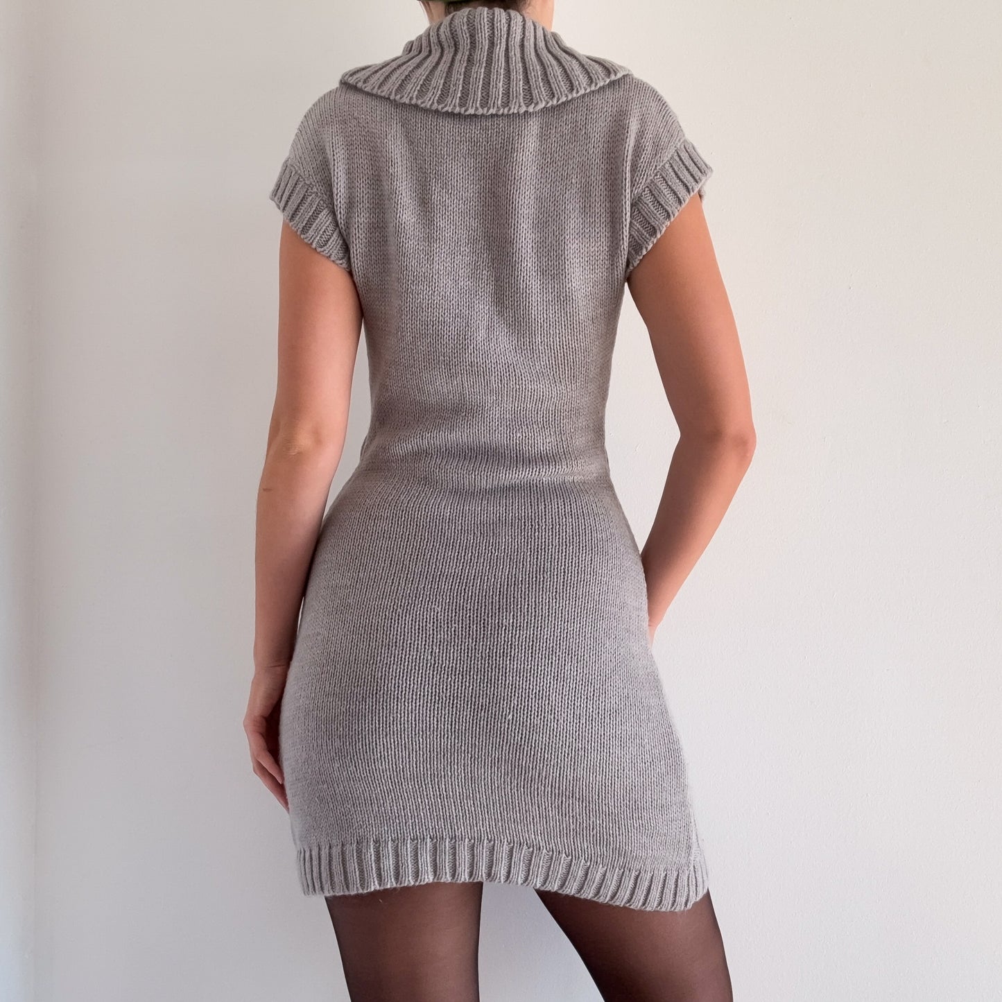 Y2K Grey Cable Knit Sweater Dress / SZ M