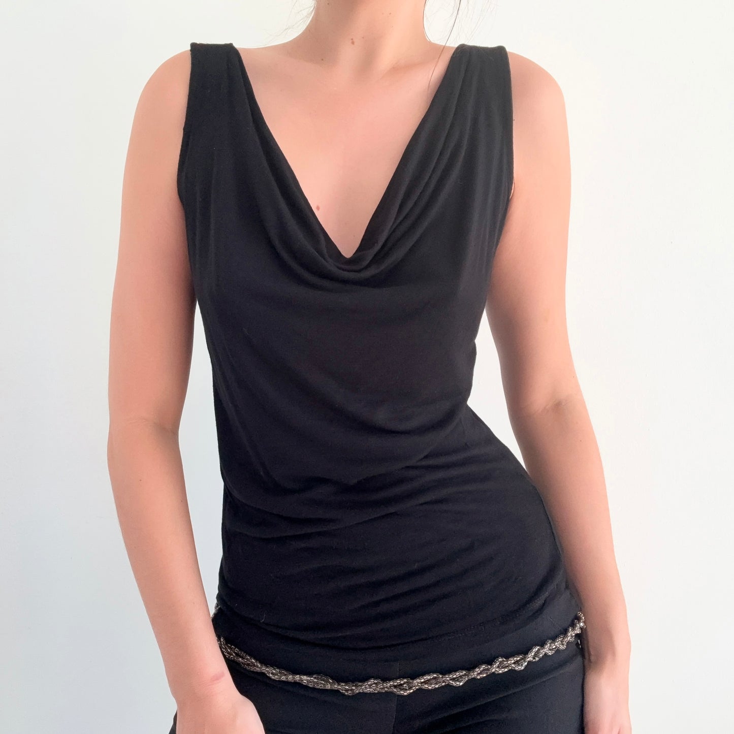 2010's Black Draped Modal Tank / SZ S/M