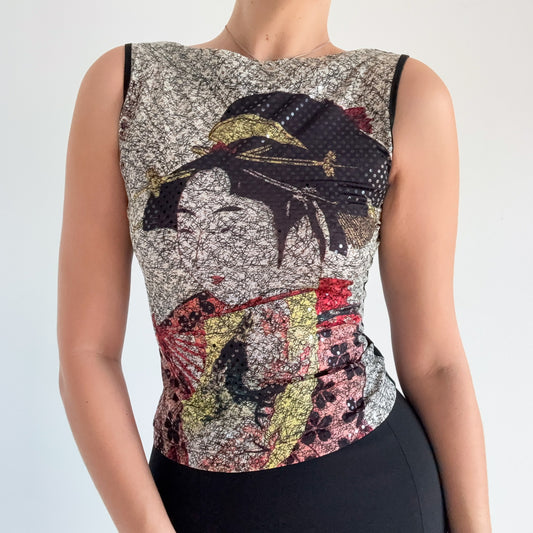 Y2K Rampage Printed Sequin Top / SZ S