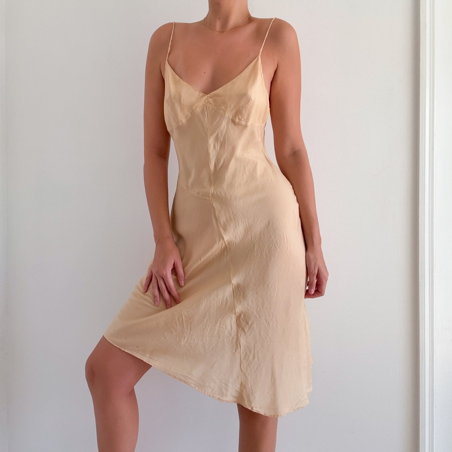 90's Vanilla Silk Slip Dress / SZ M
