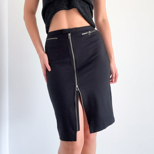 Y2K Black Zip Pencil Skirt / SZ 4