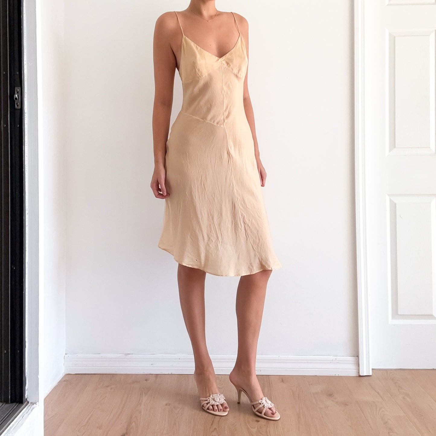 90's Vanilla Silk Slip Dress / SZ M