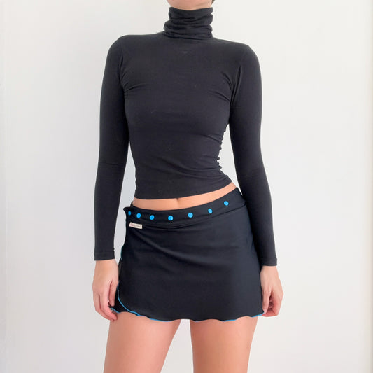 Y2K Black & Blue Contrast Mini Skirt / One Size