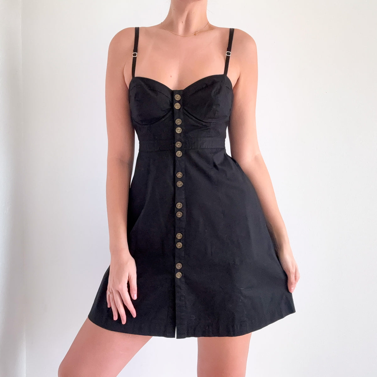 Y2K Guess Black Cotton Bustier Mini Dress / SZ M