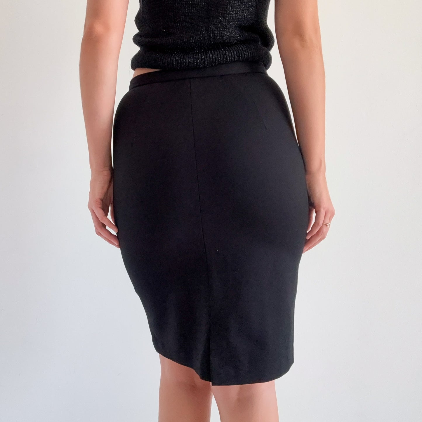 Y2K Black Zip Pencil Skirt / SZ 4