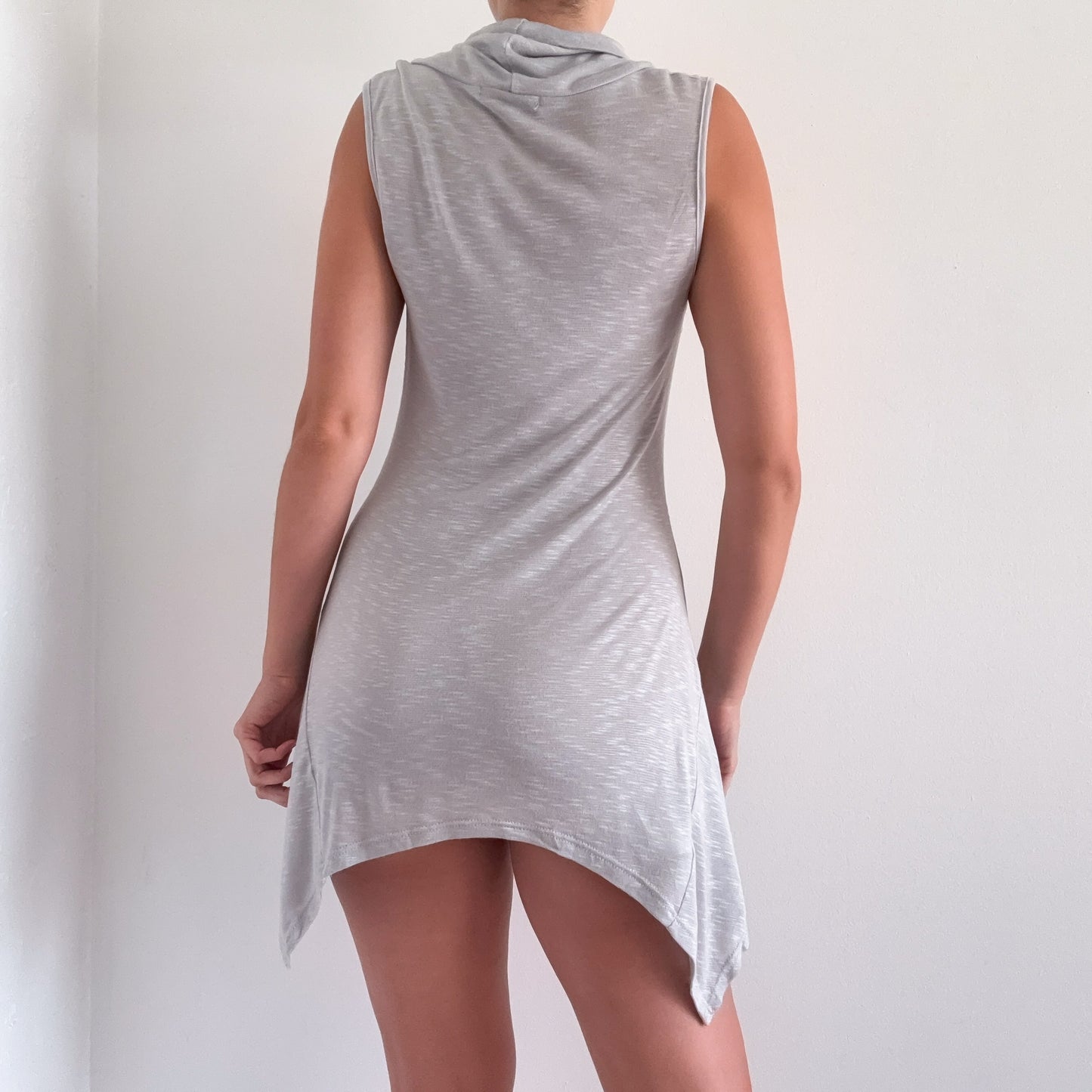 Y2K Light Grey Knit Draped Mini Dress/Tunic / SZ S