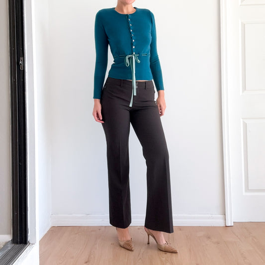 Y2K Brown Pinstripe Slacks / SZ 6