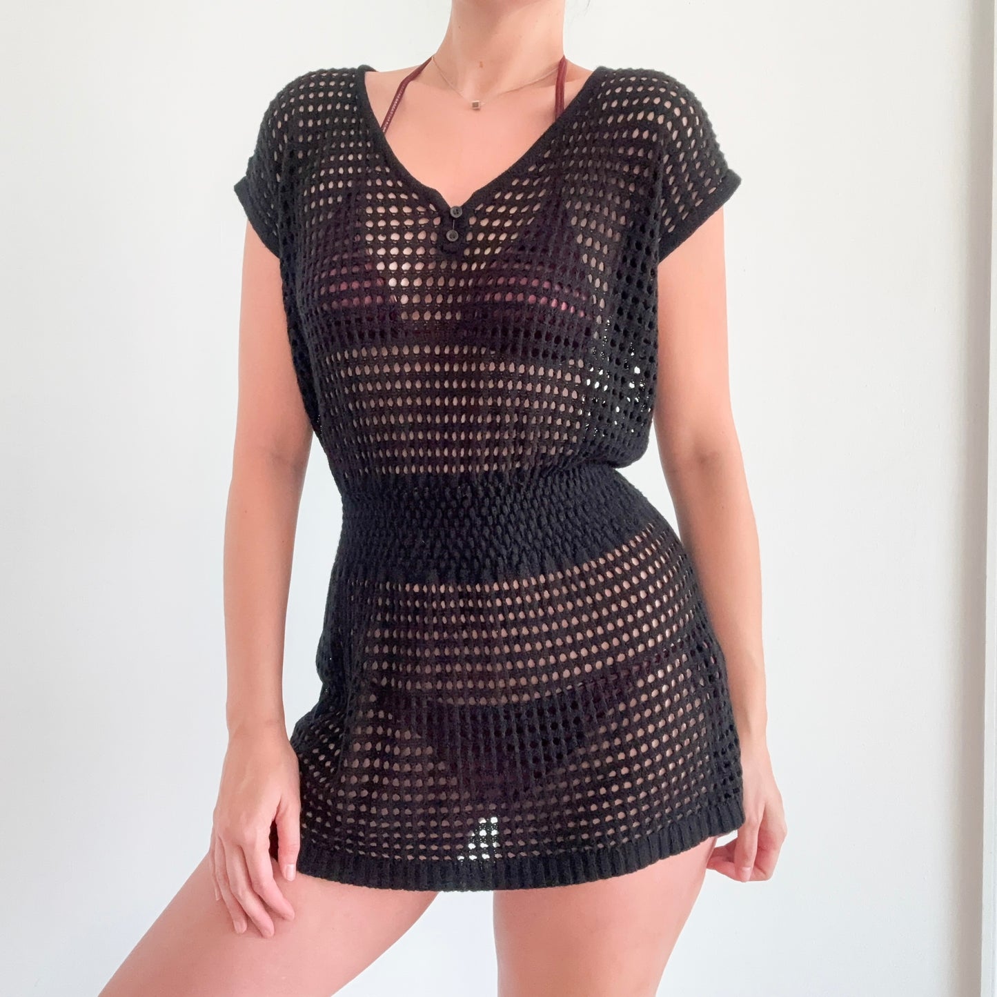 Y2K Black Knitted Mini Coverup / SZ S-M