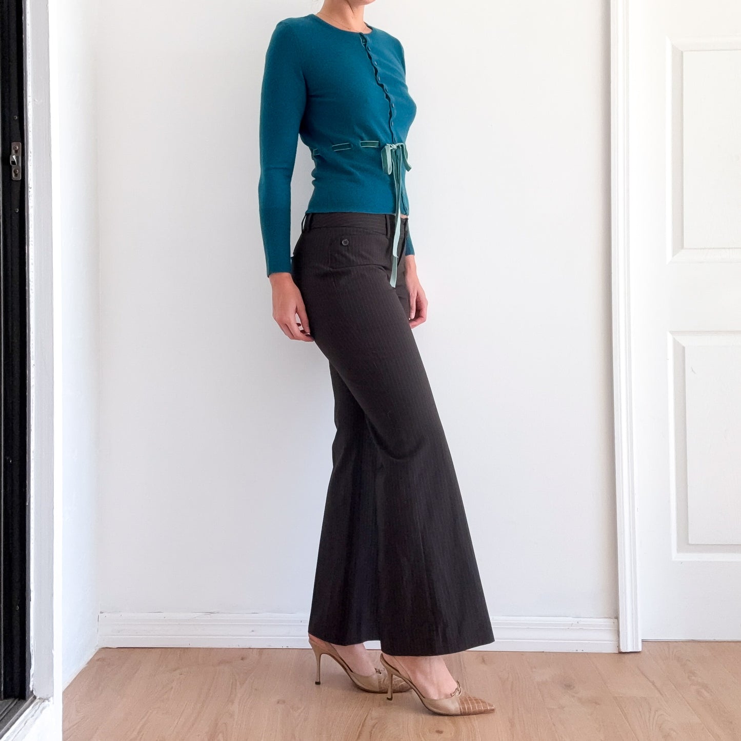 Y2K Brown Pinstripe Slacks / SZ 6