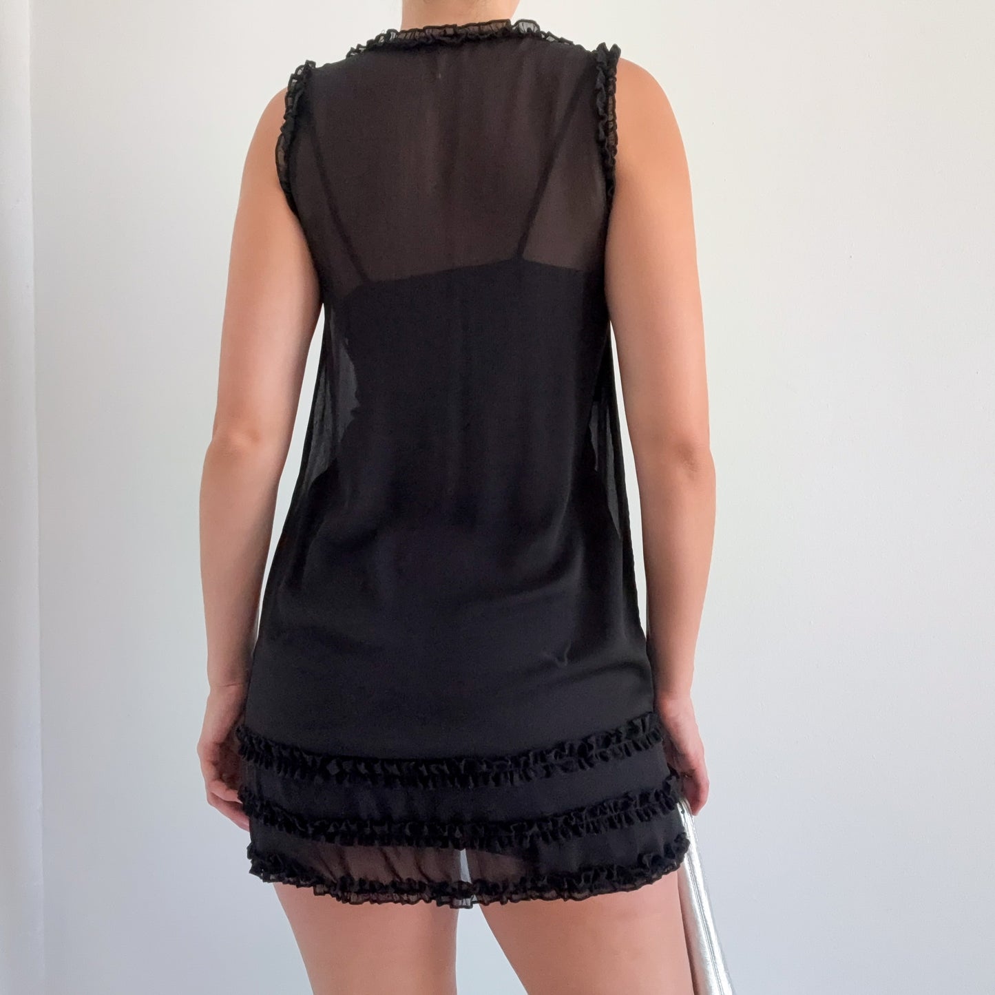 Y2K Black Chiffon Babydoll Dress / SZ S