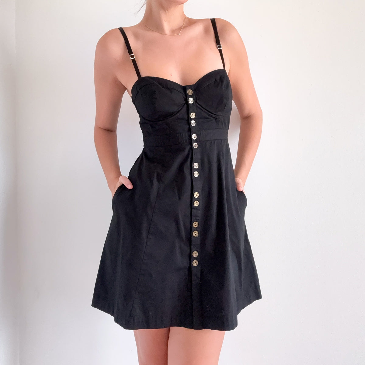 Y2K Guess Black Cotton Bustier Mini Dress / SZ M
