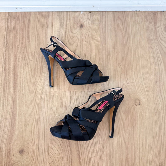 Y2K Betsey Johnson Black Knot Satin Pumps / SZ 7.5