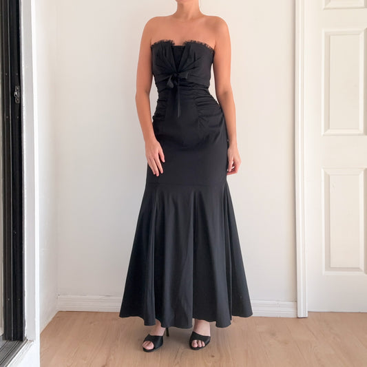Y2K Black Bow Mermaid Gown / SZ M-L