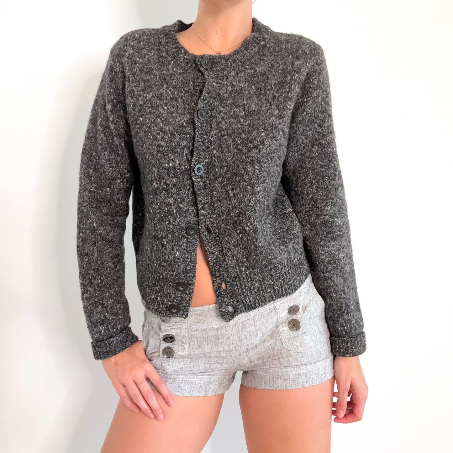 90's Gap Grey Cardigan Chunky Sweater / SZ M-L