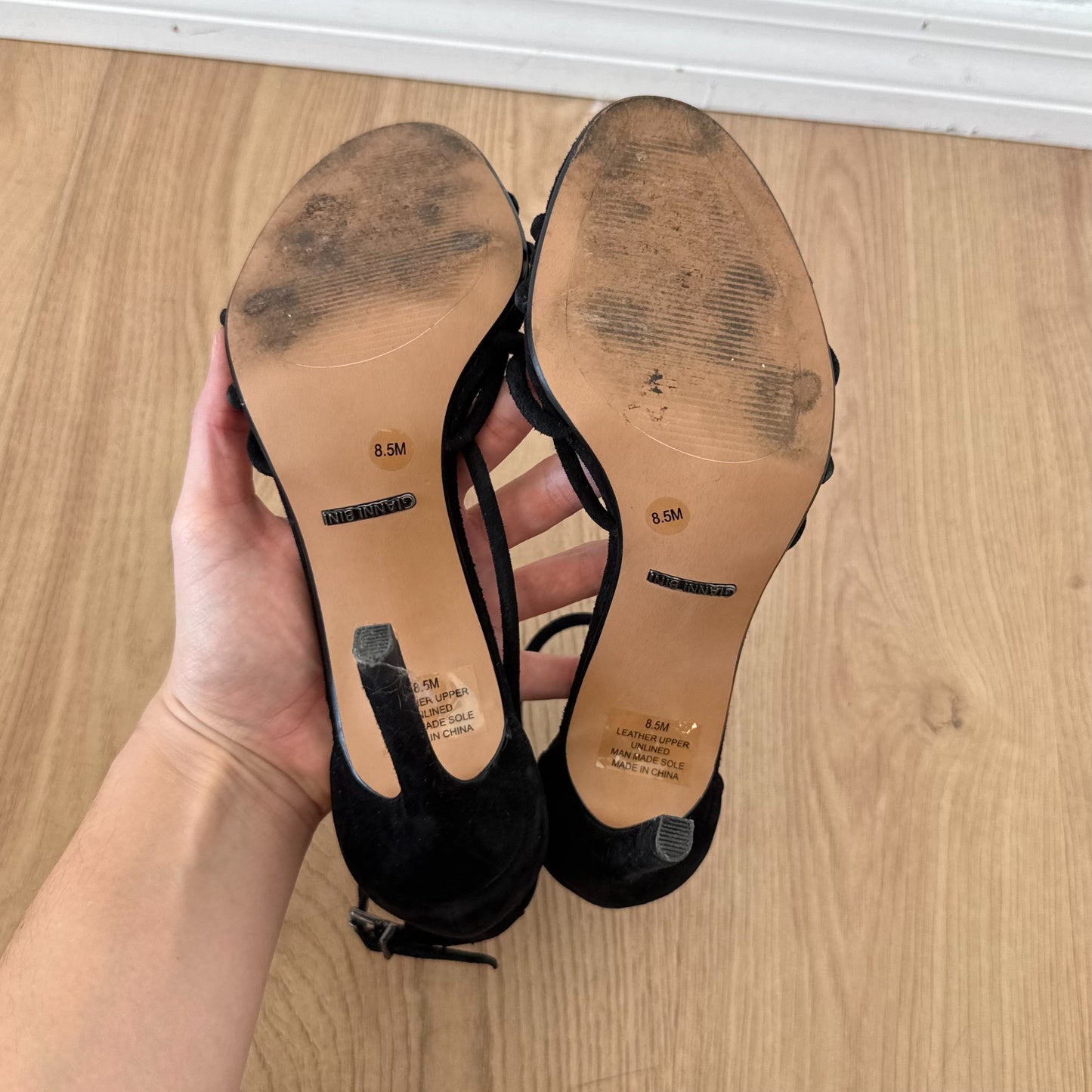 Y2K Gianni Bini Black Suede Strappy Heels / SZ 8.5