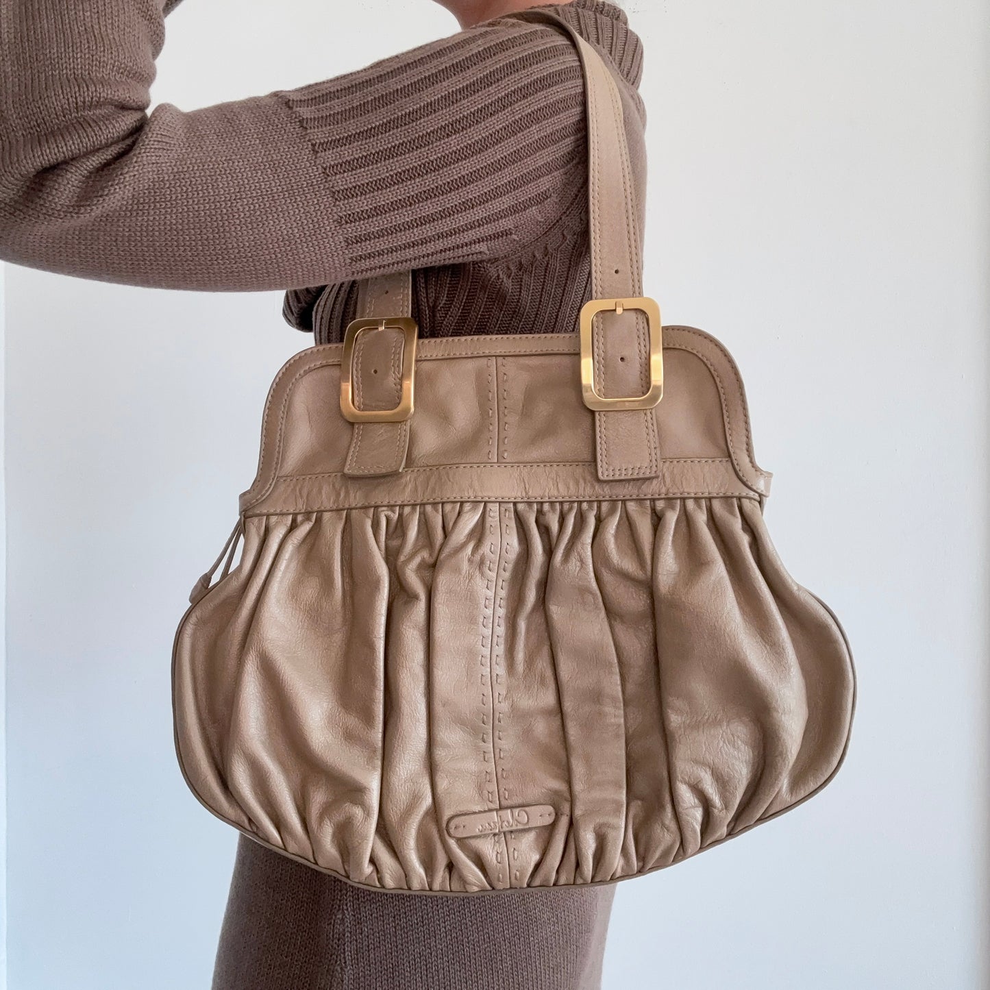 Y2K Cole Haan Gold Leather Handbag