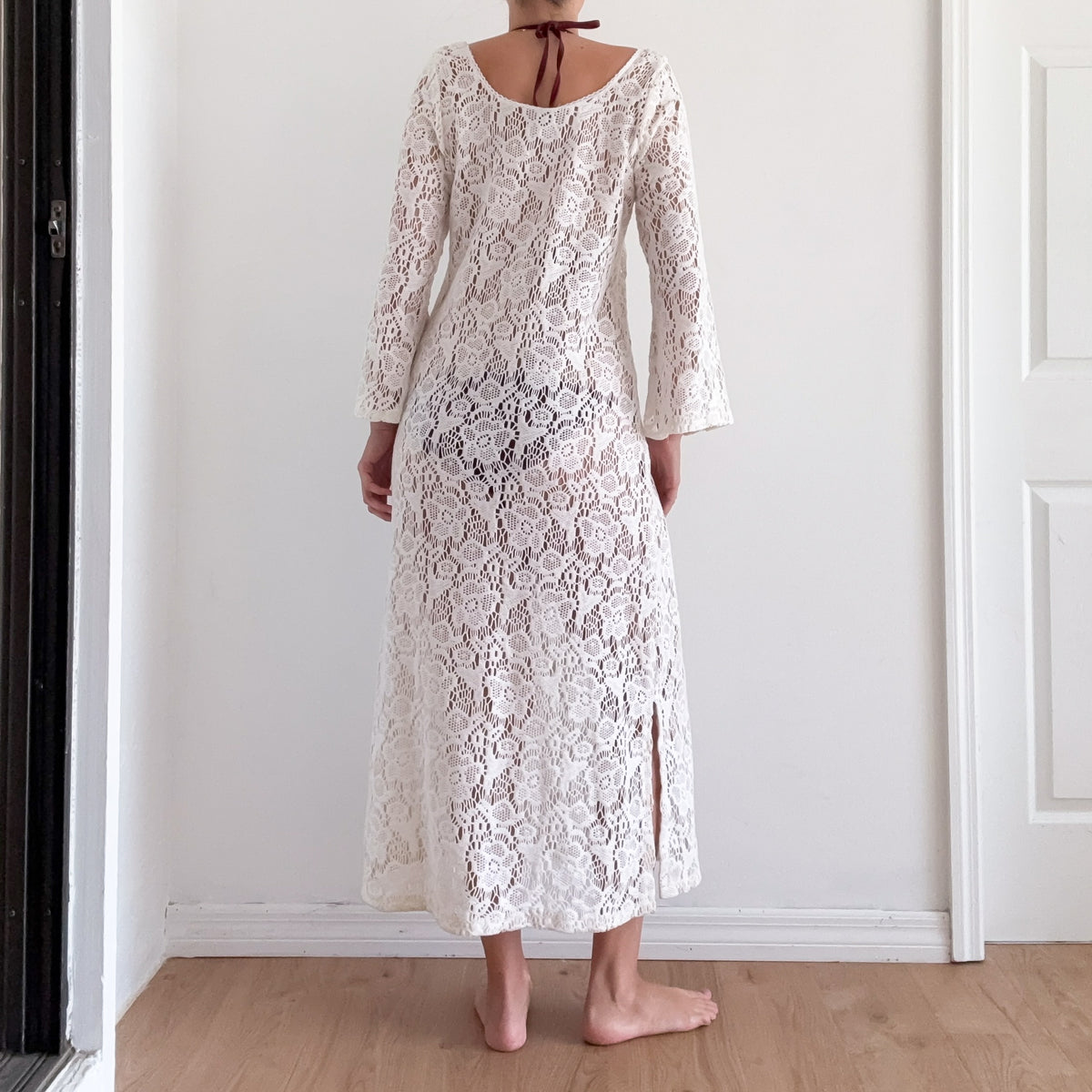 White Cotton Knitted Kaftan / SZ M/L