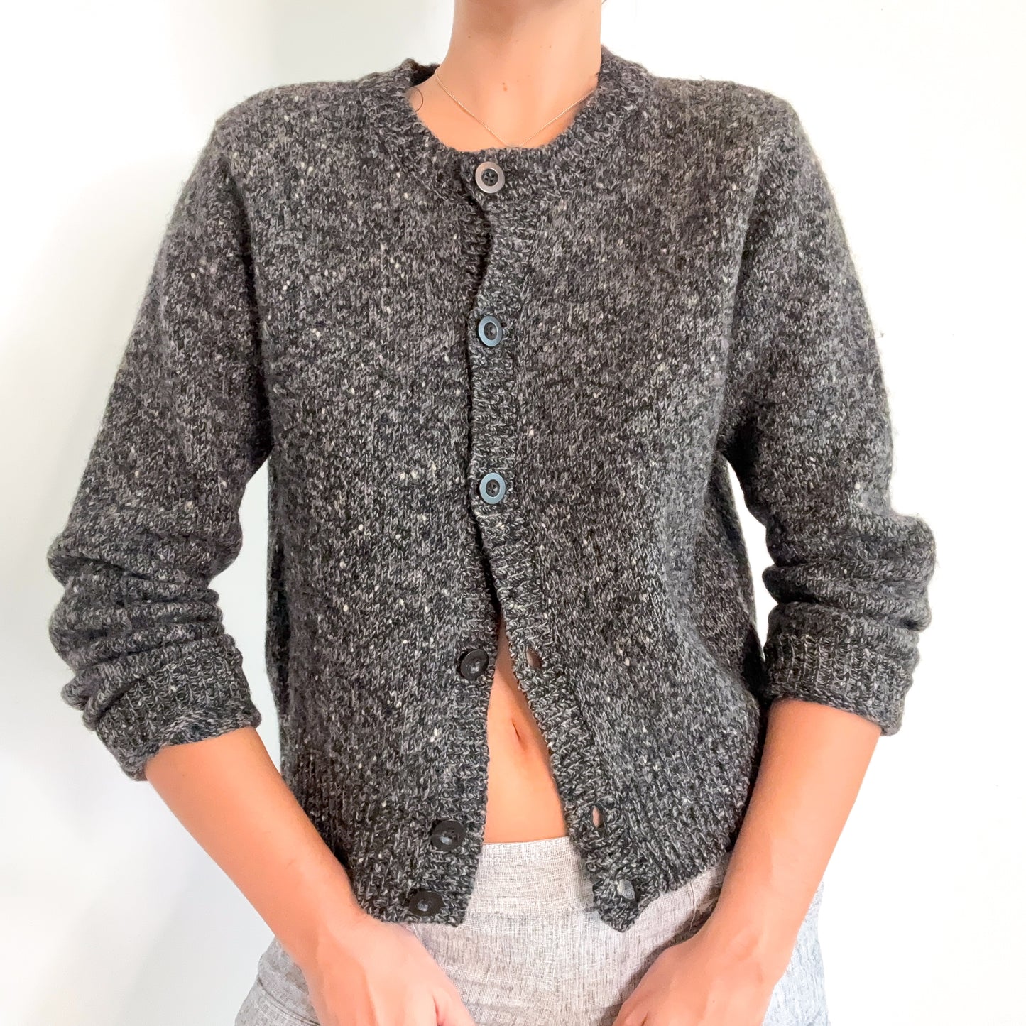 90's Gap Grey Cardigan Chunky Sweater / SZ M-L