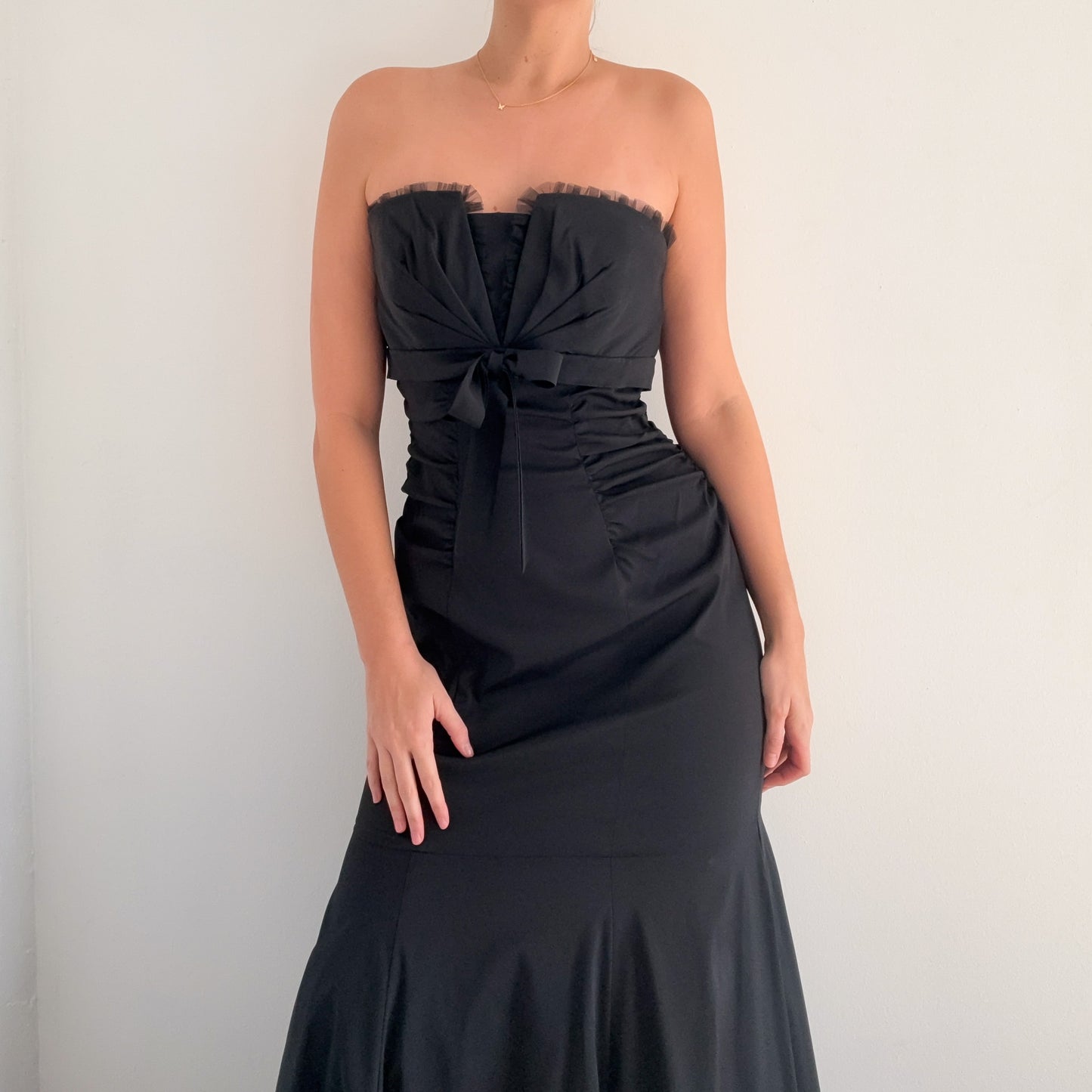 Y2K Black Bow Mermaid Gown / SZ M-L