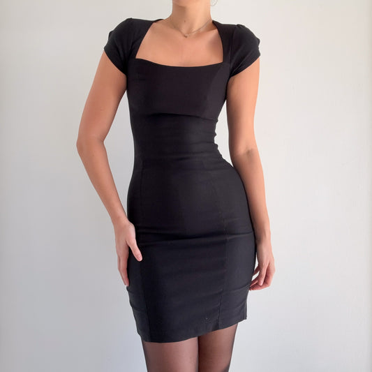 Y2K Black Cap Sleeve Mini Dress / SZ S