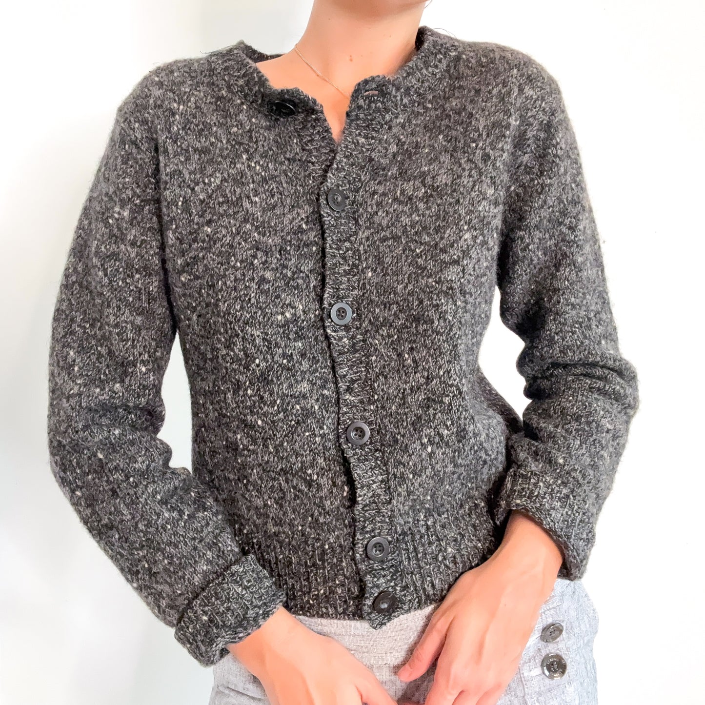 90's Gap Grey Cardigan Chunky Sweater / SZ M-L