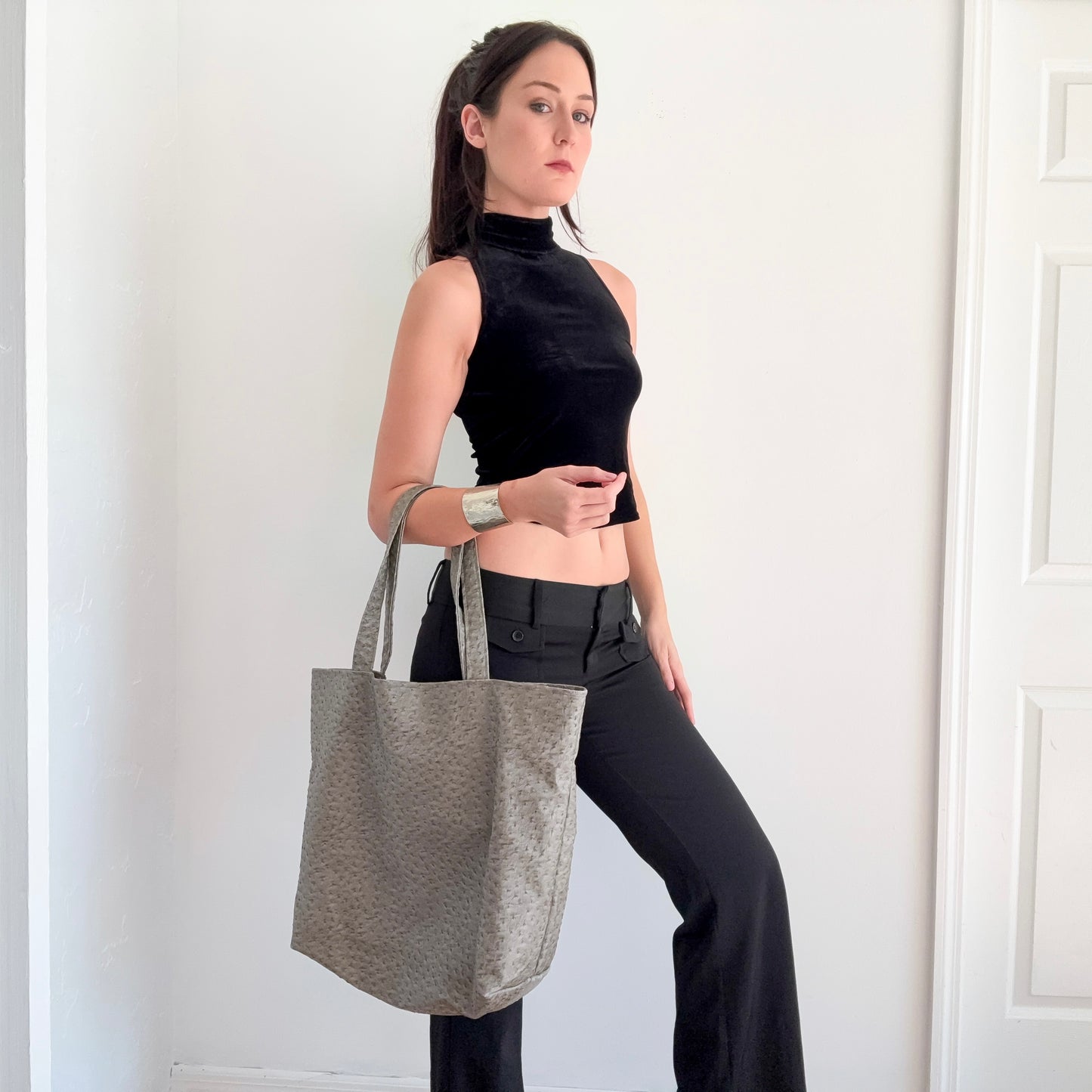 2010's Grey Vegan Ostrich Totebag