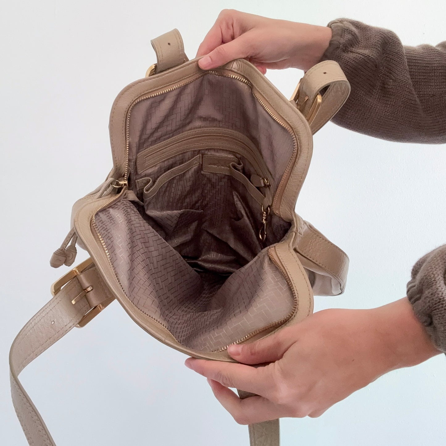 Y2K Cole Haan Gold Leather Handbag