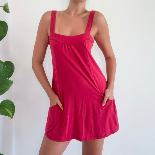 Y2K Strawberry Modal Pocket Mini Dress / SZ S