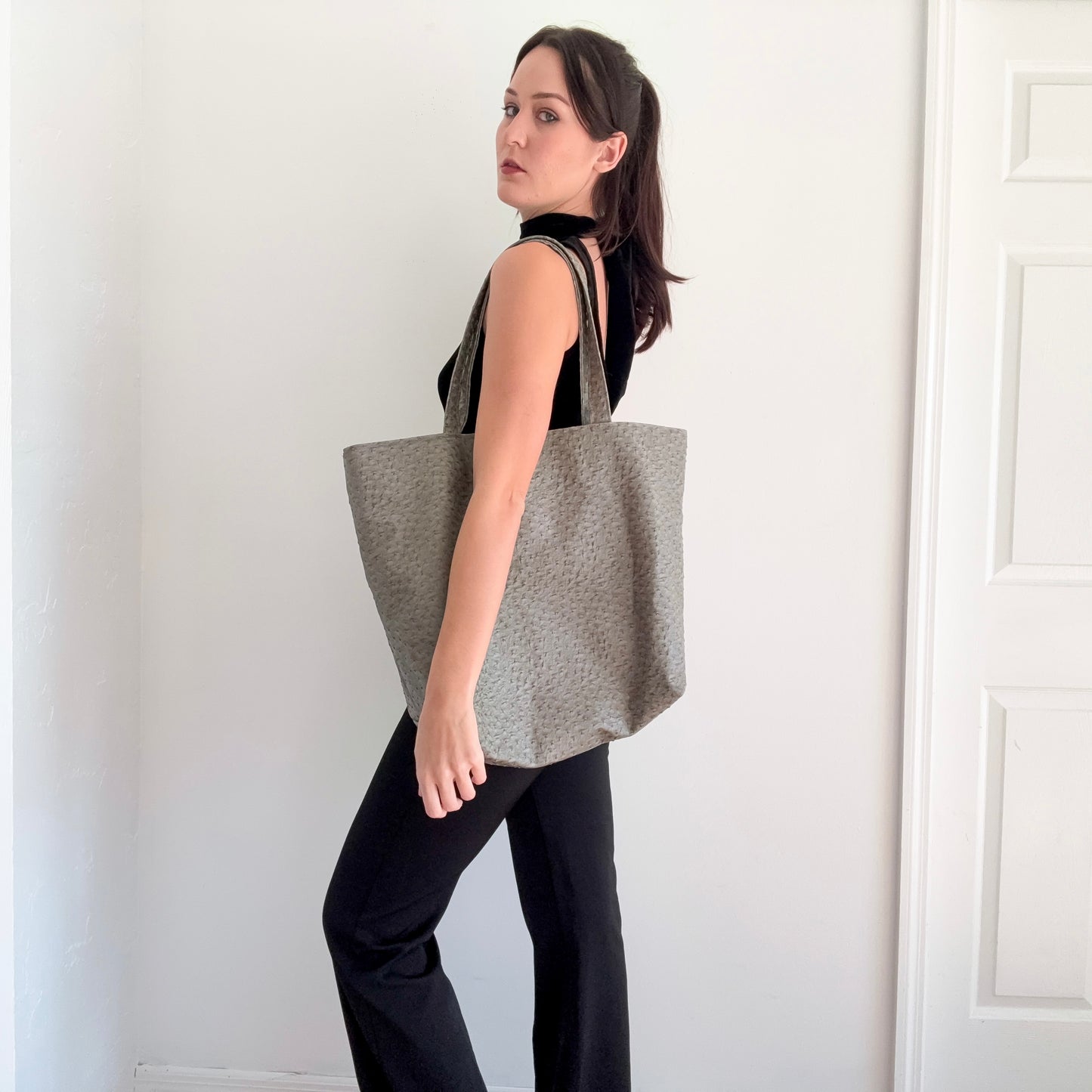 2010's Grey Vegan Ostrich Totebag